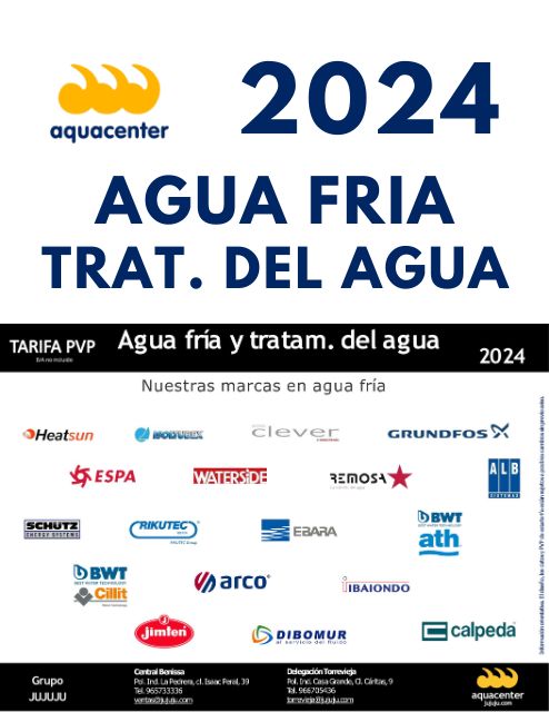 Catálogo agua fría y tratamiento del agua 2024. jujuju aquacenter