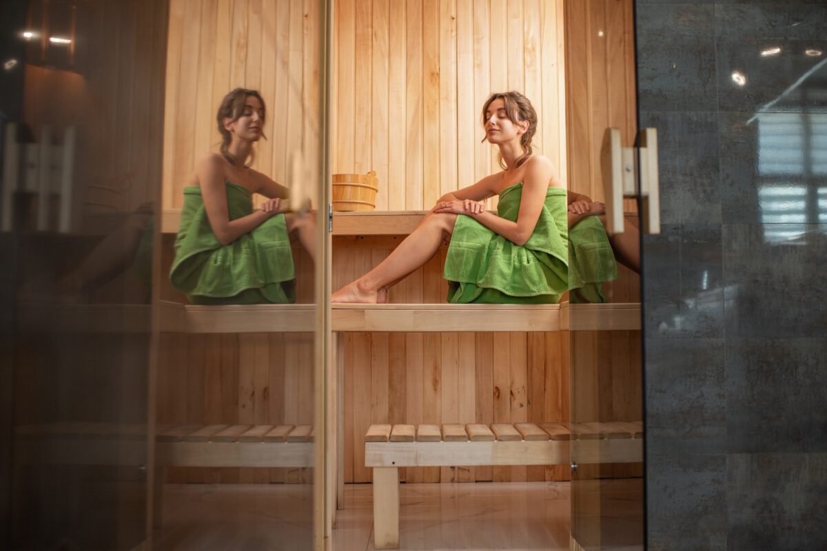 Woman in sauna